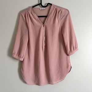 Tobi Lizzy zipper front blouse blush XS